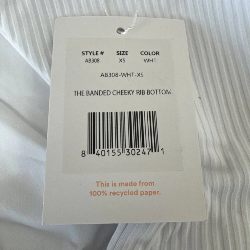 Andie Women's XS Banded Cheeky Rib Swim Bottom Bikini‎ White NWT